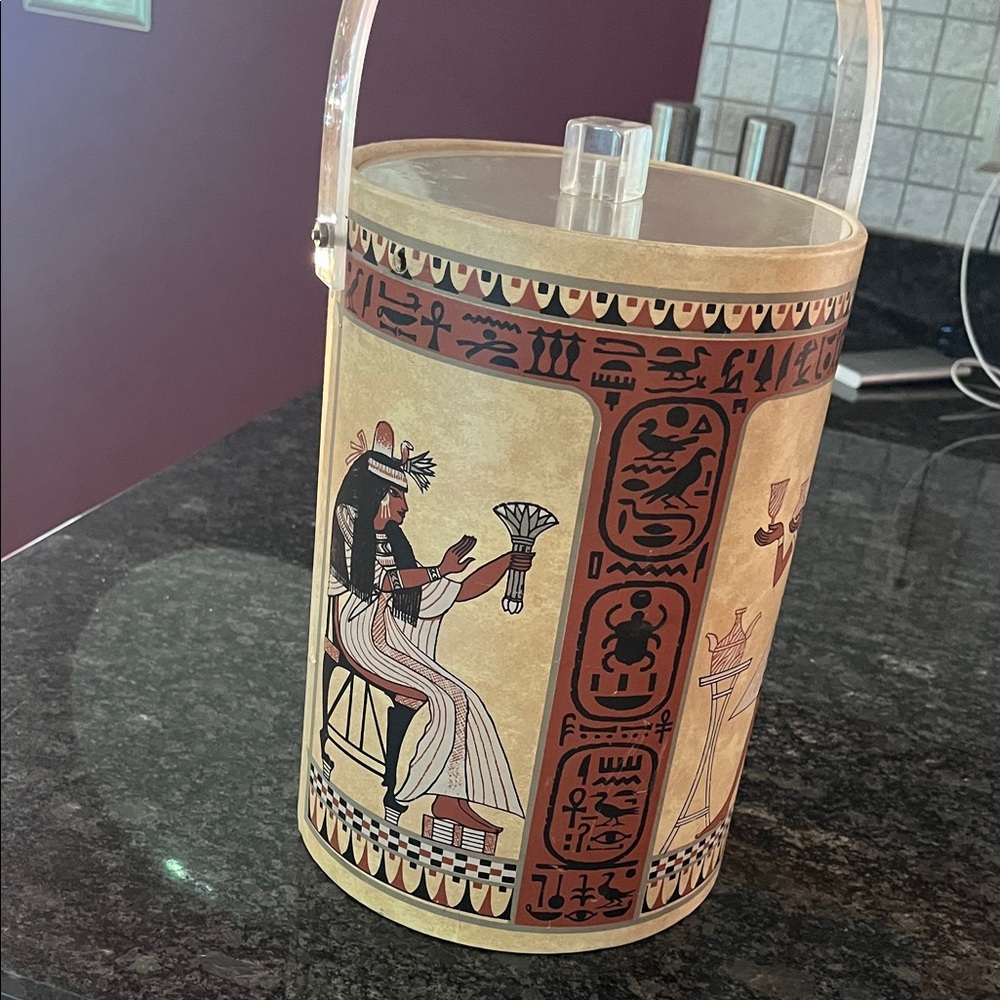 Egyptian Themed Ice Bucket with Handle